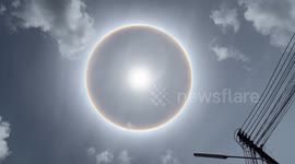 Rare sun halo shimmers in sky in Thailand