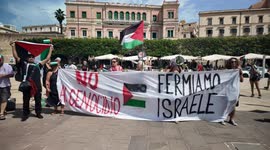 Siracusa, Italy – 11 Sep 2025: Supporters gather ahead of Global Sumud Flotilla press conference