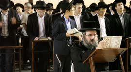 Israel: Yeshiva students during Slihot (penitential prayers) at the Western Wall, Jerusalem, until Yom Kippur