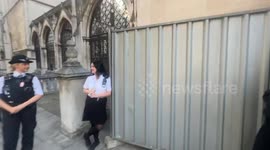 Banksy mural removed outside the Royal Court of Justice in London, UK