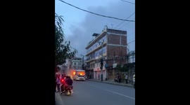 Burning bus drives through anti-government Gen Z protest in Kathmandu, Nepal