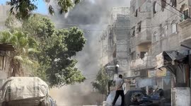 MOMENT - Israeli airstrike hits family house at Shati refugee camp in Gaza