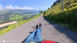 POV Street Luge Down Narrow Mountain Road