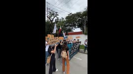 Students protest at government office amid corruption allegations in the Philippines