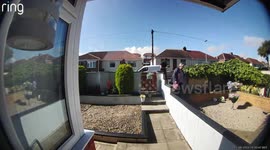 Elderly woman trips in front yard in Durham, UK