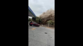 Water pipe burst on Gustavo Díaz Ordaz Boulevard in Tijuana, Mexico