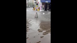 Severe Flooding in Togoshi Ginza After Torrential Rain