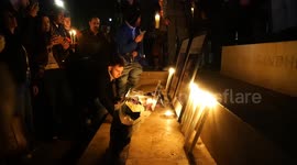 Candles are lit at Ghandi Statue at Parliament Square, London in Honour of the Late Charlie Kirk