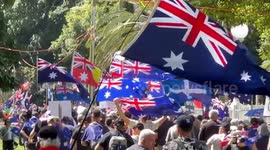 Hyde Park protest against racism and migration in Sydney, Australia