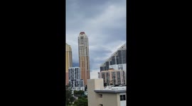 Shelf cloud looming over cityscape in Florida, USA