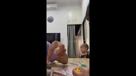 Baby caught eating clay during playtime in Melaka, Malaysia