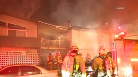US, Los Angeles: Pomona Apartment Fire Prompts Evacuation Efforts With Sound On Tape