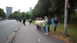 Police detain Extinction Rebellion activists blocking A12 in the Hague