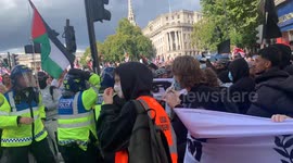 Tommy Robinson supporters clash with Anti-Fascist demonstrators in Trafalgar Square