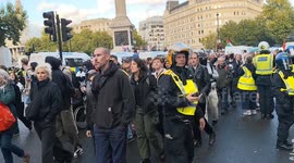 Police Attend Clashes Between Nationalist Anti-Immigration Protesters and Stand Up To Racism Counter Protest. Trafalgar Square, London, UK 13th September 2025