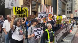 Protesters gather in New York to protest against President Trump