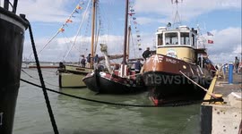 Fine weather for Queenborough Classic Boat Festival in Kent, UK