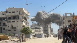 MOMENT - Israeli army destroys another high-rise building in Gaza City