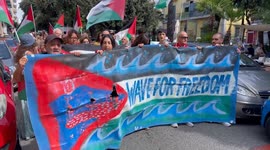Demonstration held in Naples in support of Global Sumud Flotilla