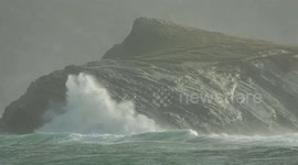 Cornwall Battered: Gale Force Winds Unleash Fury at Porth Island