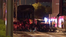 US, Phoenix: Phoenix Fiery Semi Truck vs Light Rail Train Crash With Sound On Tape