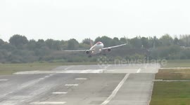 Storm Amy disruption as planes rock from side to side landing at Birmingham International BHX Airport
