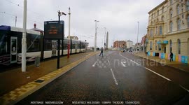 Man blown across road in front of traffic by gale-force winds in Blackpool