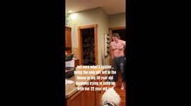 Father and son box jump kitchen counter — TikTok video hits 17.2M views