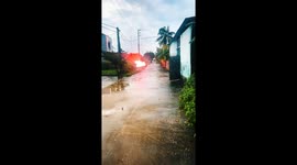 Power line explodes following storm in Vietnam
