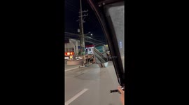Driver cruises along road on extreme modified vehicle