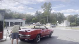 custom car getting gas in Bennington Vermont