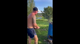 Fire mishap during barrel lighting in Tomsk, Russia