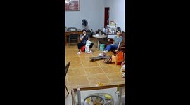Man falls off skateboard, startles child in Chongqing, China