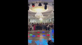 Bride’s bouquet toss ends with a slip in Cherkessk, Russia