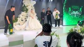 Best men soaked in beer during wedding game in Liaoning, China