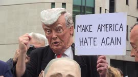 Trump's second UK state visit draws protesters to central London