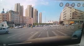 Car crash caught on dashcam in Liaoning, China