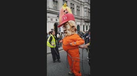 Anti-Trump rally: Trump mascot in chains at the 'Trump Not Welcome' protest in London