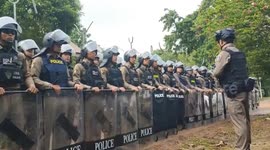 Thai riot police patrol border amid fears of uprising by Cambodian villagers
