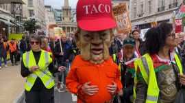London, UK:  Thousands of people marched against Donald Trump in Central London