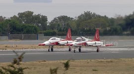 Turkish indigenous aerial vehicle 'Turkish Stars' performs at TEKNOFEST event