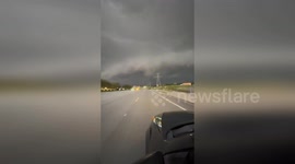 Massive Shelf Cloud Towers Over Highway In Clermont