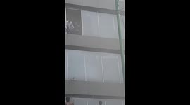 Bank staff jump from burning building in Nigeria
