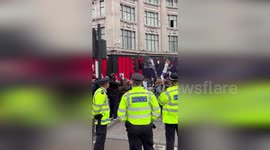 Left wing groups gather at Oxford Circus for Trump visit protest