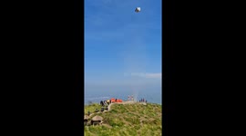 Tent carried away by sudden gust of warm air