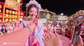 Tumbler girl street performance with perfect balancing in Shaanxi, China