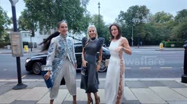 Kimberleigh Gelber wows in a stunning dress as she arrives at the Marie Antoinette Style VIP event at the V&A Musume in South Kensington. She was joined by Pia Hallstrom and Luna De Casanova