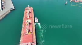 Dry bulk ship passes through Port Of Long Beach as shipping resumes