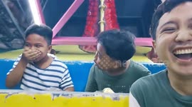 Boys panic and cry on Viking ship ride in Laguna, Philippines