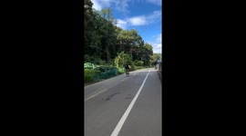 Boy performs bicycle drift trick in Jiangsu, China